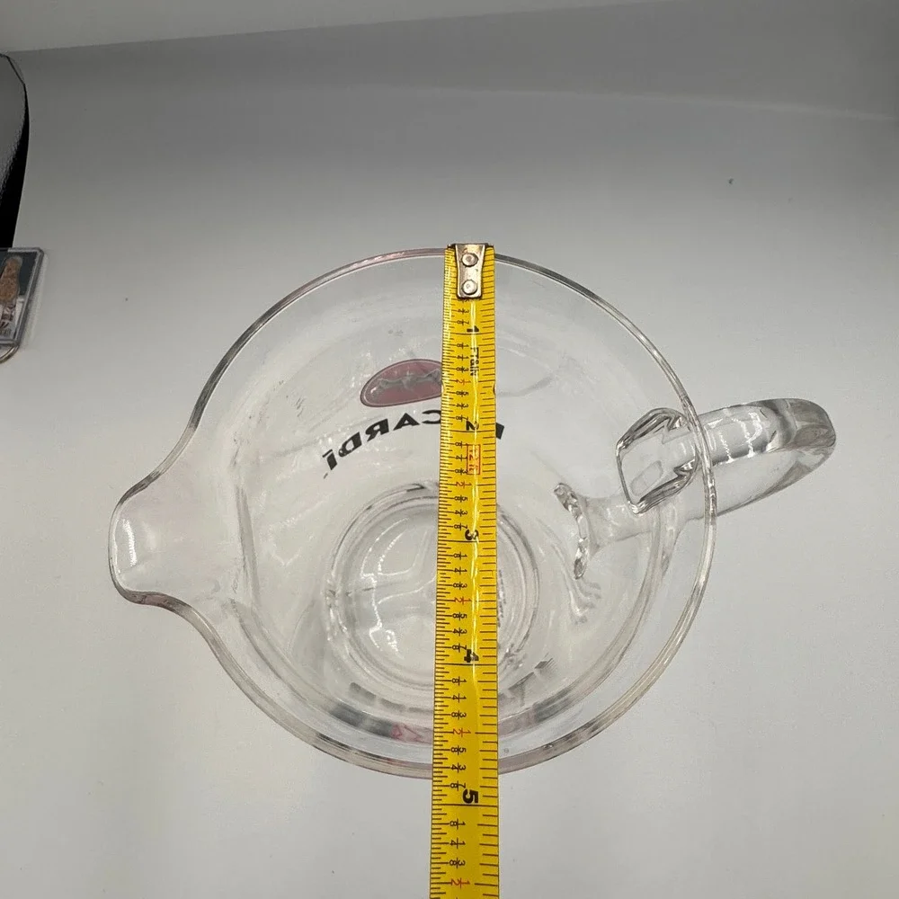 Bacardi Rum Clear Plastic Acrylic Pitcher Barware Red Bat Logo 9 Inch 2022